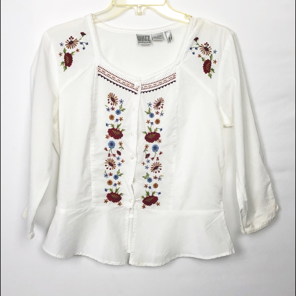 QUIZZ NEW YORK PETITE Embroidered  White B…